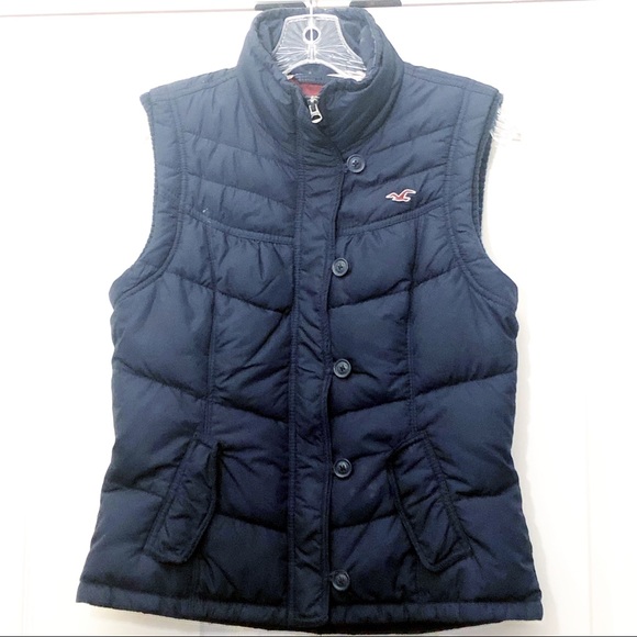 Hollister Jackets & Blazers - Hollister Down blend puffer vest navy zip up large